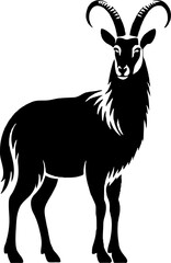 Goat silhoutte. Tahr silhoutte. Vector.