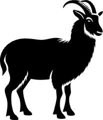 Goat silhoutte. Tahr silhoutte. Vector.