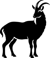 Goat silhoutte. Tahr silhoutte. Vector.