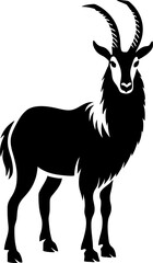 Goat silhoutte. Tahr silhoutte. Vector.