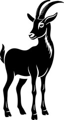 Goat silhoutte. Tahr silhoutte. Vector.