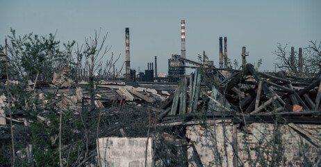 destroyed building in a city lost in the war in Ukraine