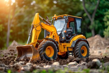 Close-Up of Crawler Backhoe on Soil. Beautiful simple AI generated image in 4K, unique.