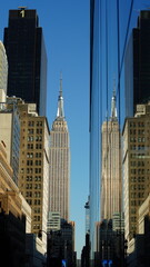 The New York city view with the skyscrapers and old buildings as background