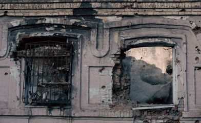 destroyed building in a city lost in the war in Ukraine