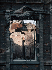 destroyed building in a city lost in the war in Ukraine