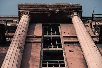 destroyed building in a city lost in the war in Ukraine