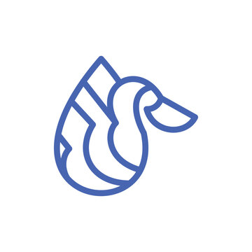 recommend clip art: Drop Water with Pelican line simple logo design template
