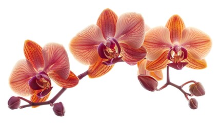 Plakat A blooming orchid with vibrant flowers isolated on a white background