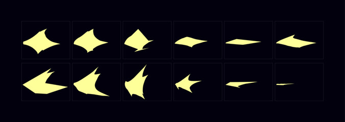 Game muzzle flash elements. Cartoon muzzle flash animation.