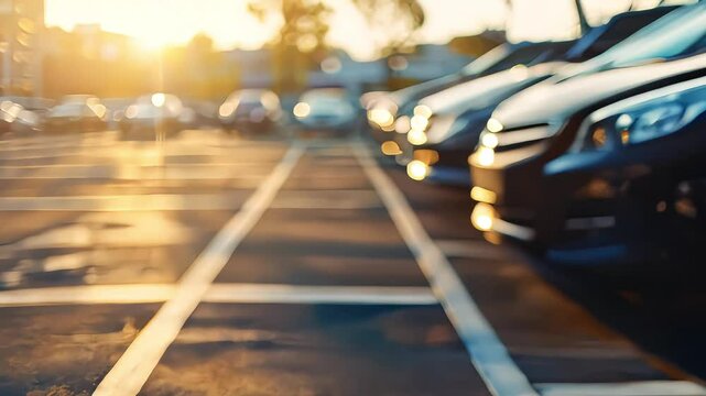 
A used car is parked in an outdoor lot, highlighting sale and rental services. The focus is on the parking area, car dealership, and dealer agents.