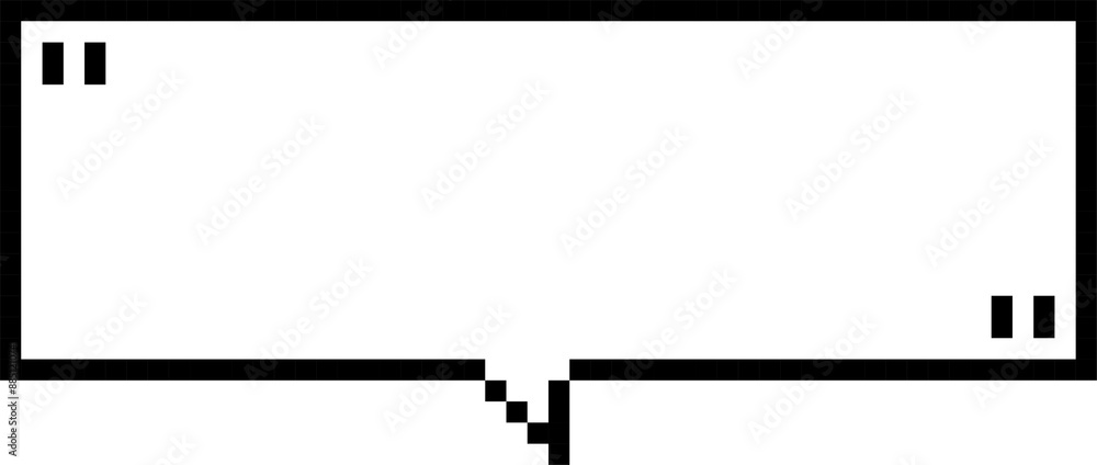 Poster 8bit retro game pixel speech bubble balloon with quotation marks, icon sticker memo keyword planner 