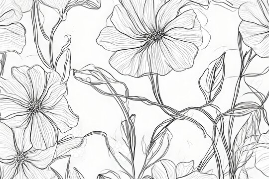 continuous line drawing of beautiful flower.