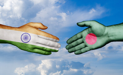Bangladesh and India country handshaking