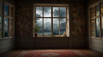 Fototapeta premium weather in window, AI Generated.