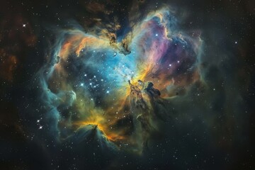 Сolorful nebula, with swirling clouds of gas