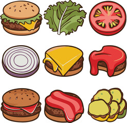 fast food icons set
