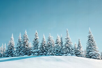 Naklejka premium a snow covered hill with trees in the background