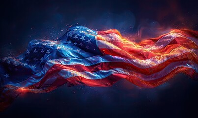 memorial day background remember,honor,waving usa flag on dark background