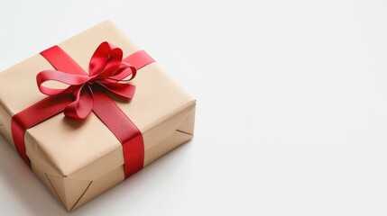 Gift box with ribbon on white background