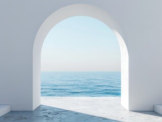 An arched gateway with picturesque views of Santorini's beaches and azure waters