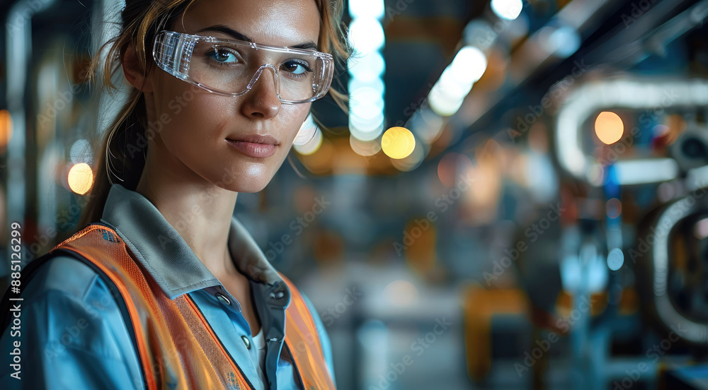 Aufkleber engineer woman working with industrial service workflow. generative ai.