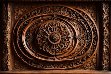 Obraz premium Antique wooden table with beautiful carving on the white background