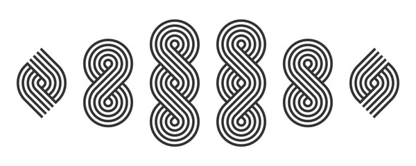 幾何学 抽象 ストライプ ループ サークル アイコン セット