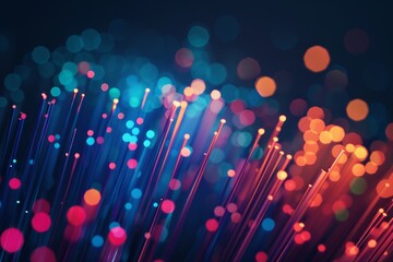 Colorful fiber optics light bokeh background with vibrant glowing dots