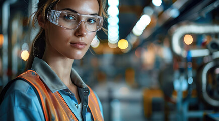 Engineer woman working with industrial service workflow. Generative AI.