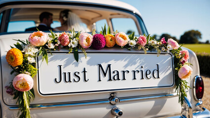 Wedding Car with Flowers Decoration 