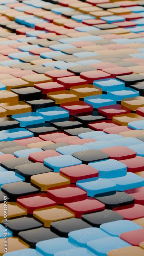 Aufkleber floating multicolored transparent and opaque cubes on black background