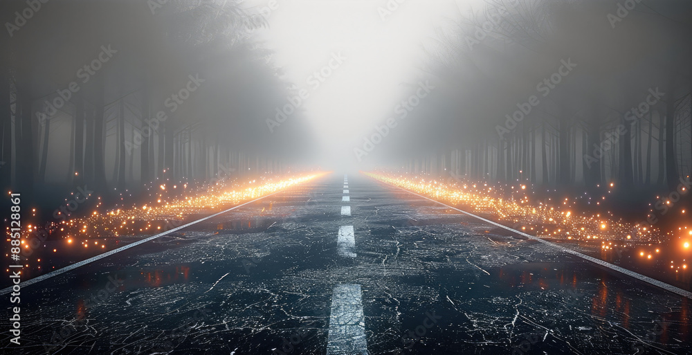 Wall mural A background, road to future in a dream. Generative AI.