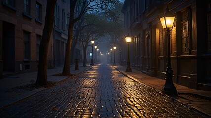 street at night, AI Generated.