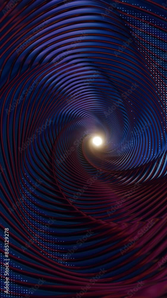 Poster Abstract Spiral Tunnel with Neon Lights and Dynamic Curves

