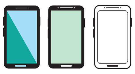 smartphone mockup with blank white screen in realistic, clay, flat vector, line style. mobile phone mockup front view. vector illustration