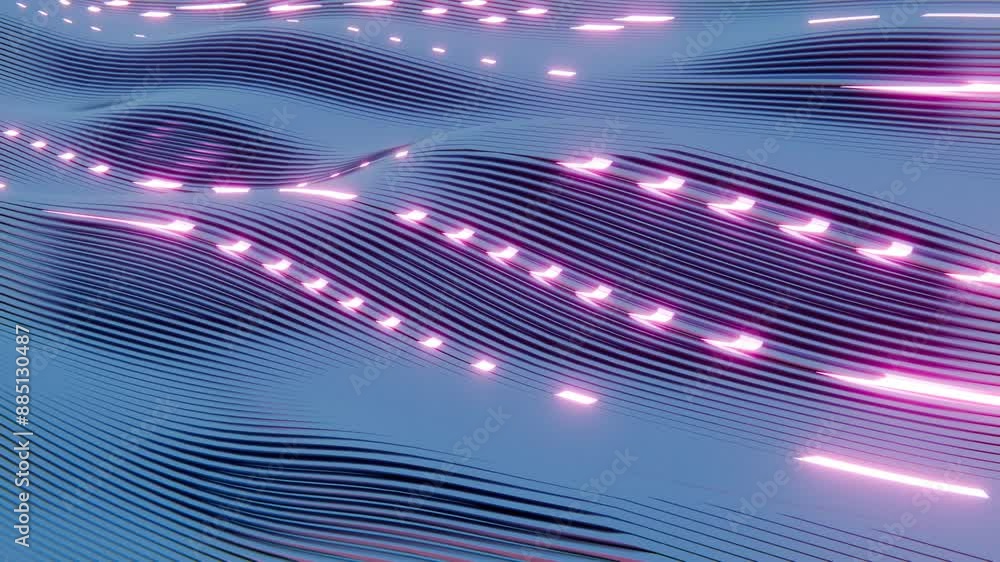 Poster abstract wavy line pattern with pink neon highlights