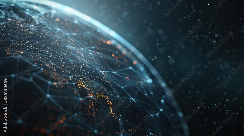 Poster abstract background with digital technology and the global network concept, planet earth in the form