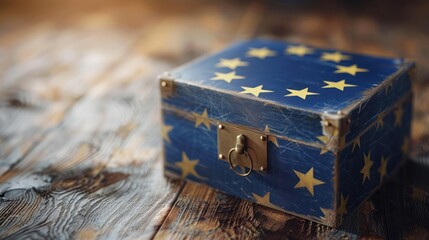 Obraz premium Ballot box with European Union flag