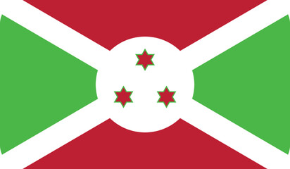 Flag of the Republic of Burundi with rounded edges. National symbol of Burundi. Vector image, flag icon.