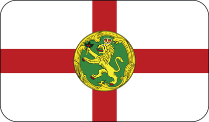 Flag of Alderney with rounded edges. National symbol of Alderney. Vector image, flag icon.