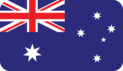 Flag of Australia with rounded edges. National symbol of Australia. Vector image, flag icon.