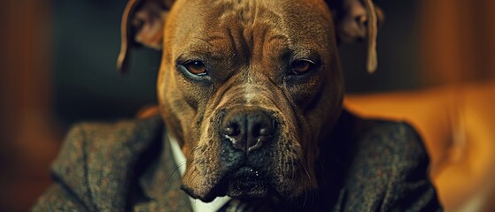 Dog In Suit and Tie, looking angry 