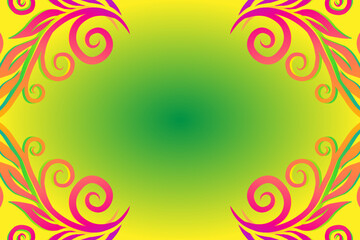 Beautiful colourful flowers and leaf line art pattern of indonesian culture traditional batik 