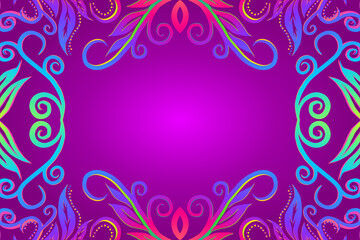 Beautiful colourful flowers and leaf line art pattern of indonesian culture traditional batik 