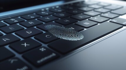 Fingerprint on a laptop, security concept