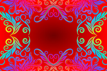 Beautiful colourful flowers and leaf line art pattern of indonesian culture traditional batik 