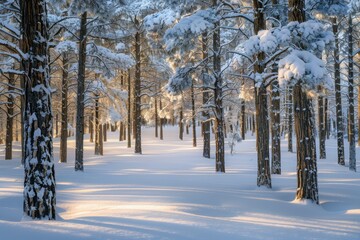 Snowy forest at the winter