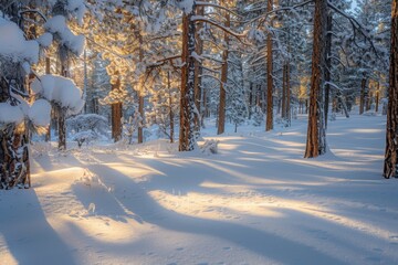 Snowy forest at the winter