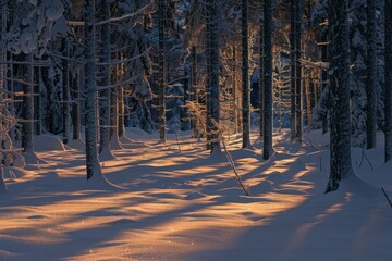 Snowy forest at the winter